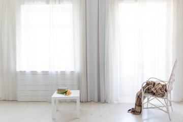 Wall Mural - Vintage chair in empty white home room interior