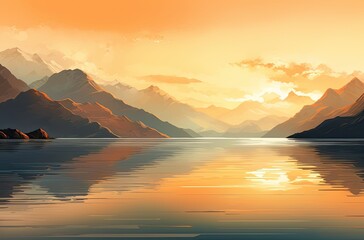 Wall Mural - Tranquil Scene Sunrise over Mirror-Like Ocean