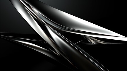 Wall Mural - simple sharp silver abstract shape, on a black background