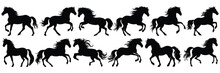Horse Silhouettes Set, Large Pack Of Vector Silhouette Design, Isolated White Background