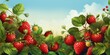 Illustration portraying the organic freshness of strawberries in a lively field.