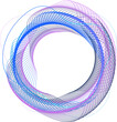 Round frame made of dynamic neon curved lines for technology concepts, user interface design, web design. Blue and purple lines. Transparent background