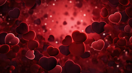 Wall Mural - Red blood cells in shape of hearts - love is in our veins concept