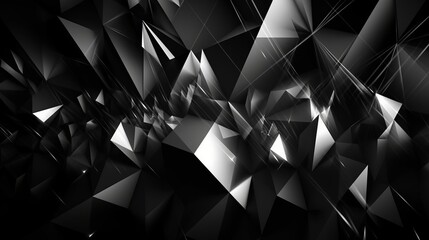 Wall Mural - Black white abstract background. Geometric shape. Lines, triangles. 3d effect. Light, glow, shadow. Gradient. Dark grey, silver. Modern, futuristic. Design concept. Wallpaper concept. Abstract concept