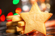 Melt in your mouth Christmas Shortbread Cookies shaped as a star and dusted with castor sugar.