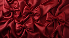 Red Fabric Background With Valentines Day Bows