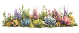 Fototapeta Las - beautiful pastel garden corner pastel plants isolated on transparent background