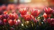 Amazing blooming colorful Tulip. Beautiful red tulip Blossoming Beauty: The Enchanting Elegance of Tulip Flowers