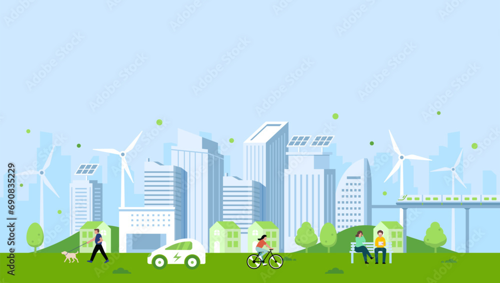 Green city landscape background illustration Stock Vector | Adobe Stock