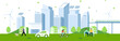 Green city landscape background illustration