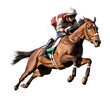 Jockey Riding Horse Isolated on Transparent Background
