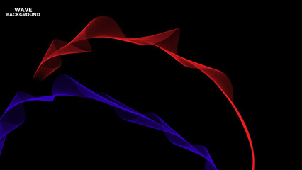Wall Mural - Abstract wavy dynamic blue and red light lines. circle swirl round curve shape isolated on black background in concept technology, neural network, neurology, science.