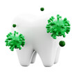 tooth with virus bacteria for dental care treatment medical hospital 3d icon illustration render design