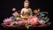 Buddha mit Bambus Massage Steinen und Schale
