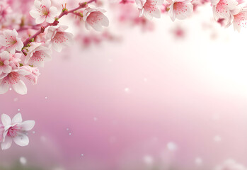 Naklejka na meble pink background of blooming flower with copy space ai generated