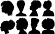 Vector African Woman hairstyle silhouette set . black Illustration hairstyles for girls in various themes. Hand drawn collection V9