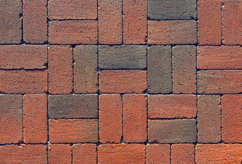 Wall Mural - brick path sidewalk wet garden bricks paved footpath outside red walkway sidewalk overhead view