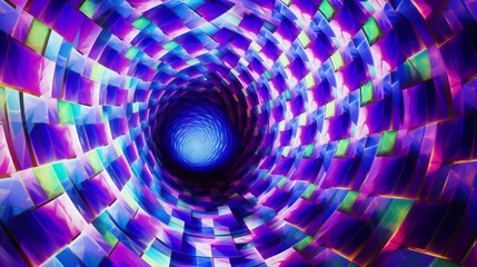 Wall Mural - Abstract tunnel with a futuristic and blue design, suggesting movement and technology