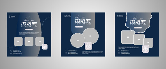 Wall Mural - holiday travel, traveling or summer beach travelling social media post or web banner template design