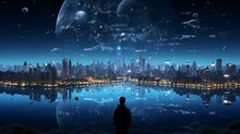 A Space-themed Illustration Featuring A Futuristic City On A Distant Planet. The Blend Of Science Fiction And Nature Elements Adds To The Captivating Allure Of The Image
