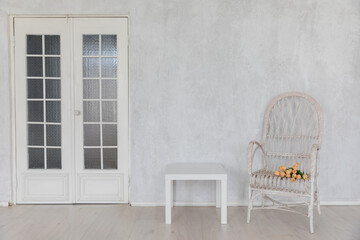 Poster - Vintage chair in empty white home room interior