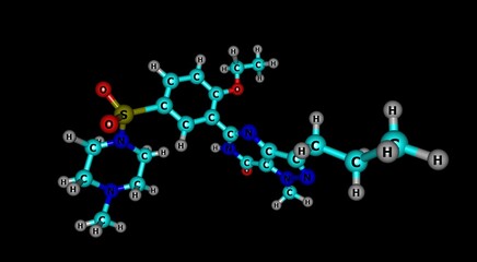 Canvas Print - Sildenafil molecular structure isolated on black