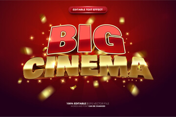 Wall Mural - Red Gold Big Cinema 3D Cartoon Editable text Effect Style