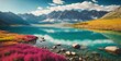 Colorful summer view of the Lac Blanc lake with Mont Blanc (Monte Bianco) on background, Chamonix location