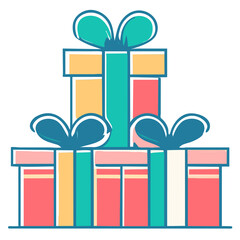 Icon design parcel of present or gift box with ribbon, isolated, transparent background, Surprise, celebrate, Christmas, new year, illustration, shopping, graphic resource, PNG