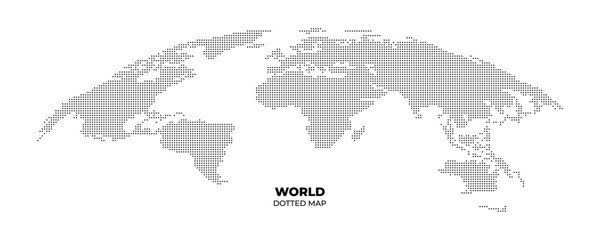 black halftone dotted world map illustration vector