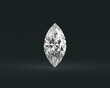 Shiny facet  marquise diamond placed on glossy background 3d rendering