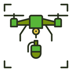 Wall Mural - Drone with Grenade vector Quadcopter concept colored icon