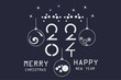 Merry Christmas and Happy New Year banner, greeting card, poster, holiday cover, header. Modern Xmas design