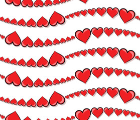 Sticker - The seamless red background with hearts.
