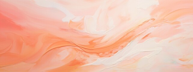 Wall Mural - White peach pink color acrylic abstraction. Expressive aesthetics of oil painting. Bright colors background. Modern Art.