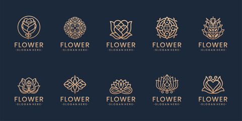 Wall Mural - Set of floral flower ornament beauty luxury logo design inspirations