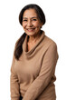 © PNG&Background Image - Aged Latin American woman wearing warm clothes smiling and looking at the camera, isolated, transparent background, no background. PNG.