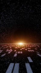 Wall Mural - futuristic cyber space road with dotted tunnel loop vertical background.