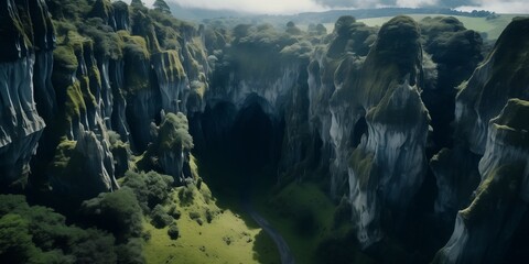 Wall Mural - aerial view of a beautiful cave system