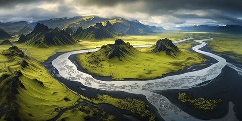 Poster - dramatic Iceland landscape from drone