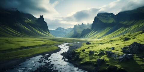 Poster - astonishing Iceland Landscape From Drone