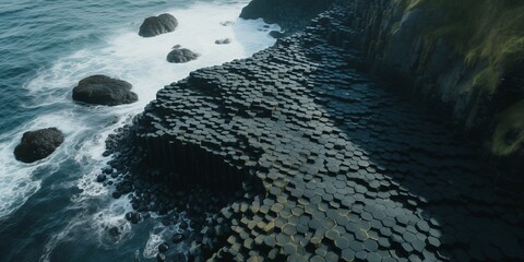 Poster - top down view from drone to Giant's Causeway