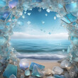 3d render of a christal frame framing the sea 