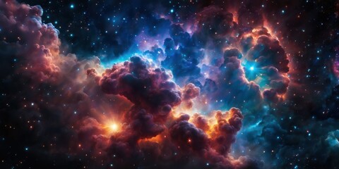 colorful cosmic nebula veiled in space dust, a celestial spectacle. fantastic space nebula with glow