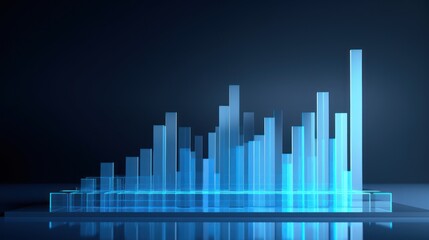 Wall Mural - digital blue bar chart with growing business concept.