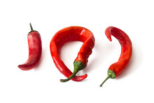 Three Red Hot Chili Pepper Pods