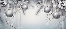 Christmas Background With Silver Christmas Balls