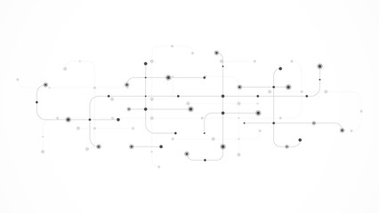Digital technology concept with integrated circuit and network communication elements