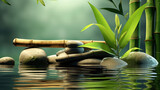 Bamboo and stones in a wellness spa background. Zen concept for relaxation