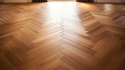 Poster - House with herringbone parquet floor, with a large interior space. In a minimalist style. Generative AI